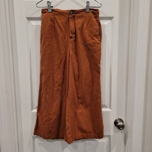 Good Luck Gem 100% Cotton Linen Wide Leg Cropped Pants Women's Size Small